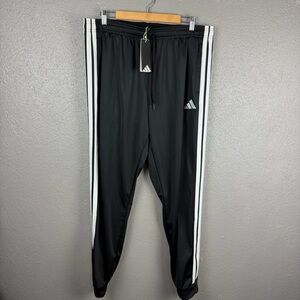 Adidas Track Pants Mens 2XLT Black 3 Stripe Joggers Athletic Training JI8809